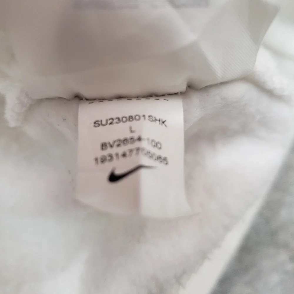 Nike‎ Sweatshirt Mens Large White Club Fleece Pullover Pockets Hooded
